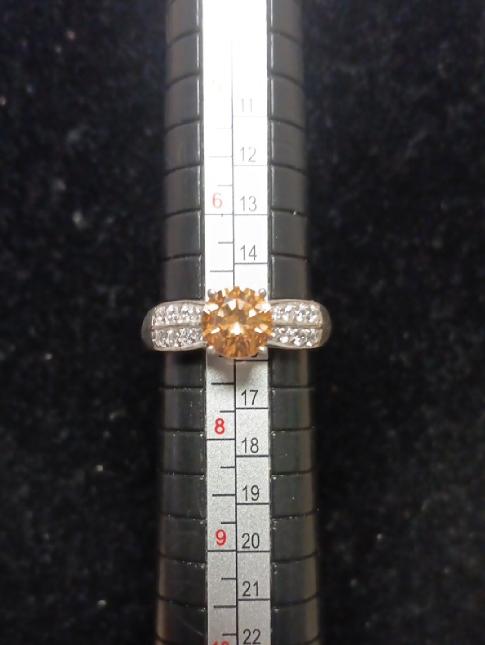 J Francis Embellished with Amber and White Zirconia by Swarovski 2.80 ctw Size 7
